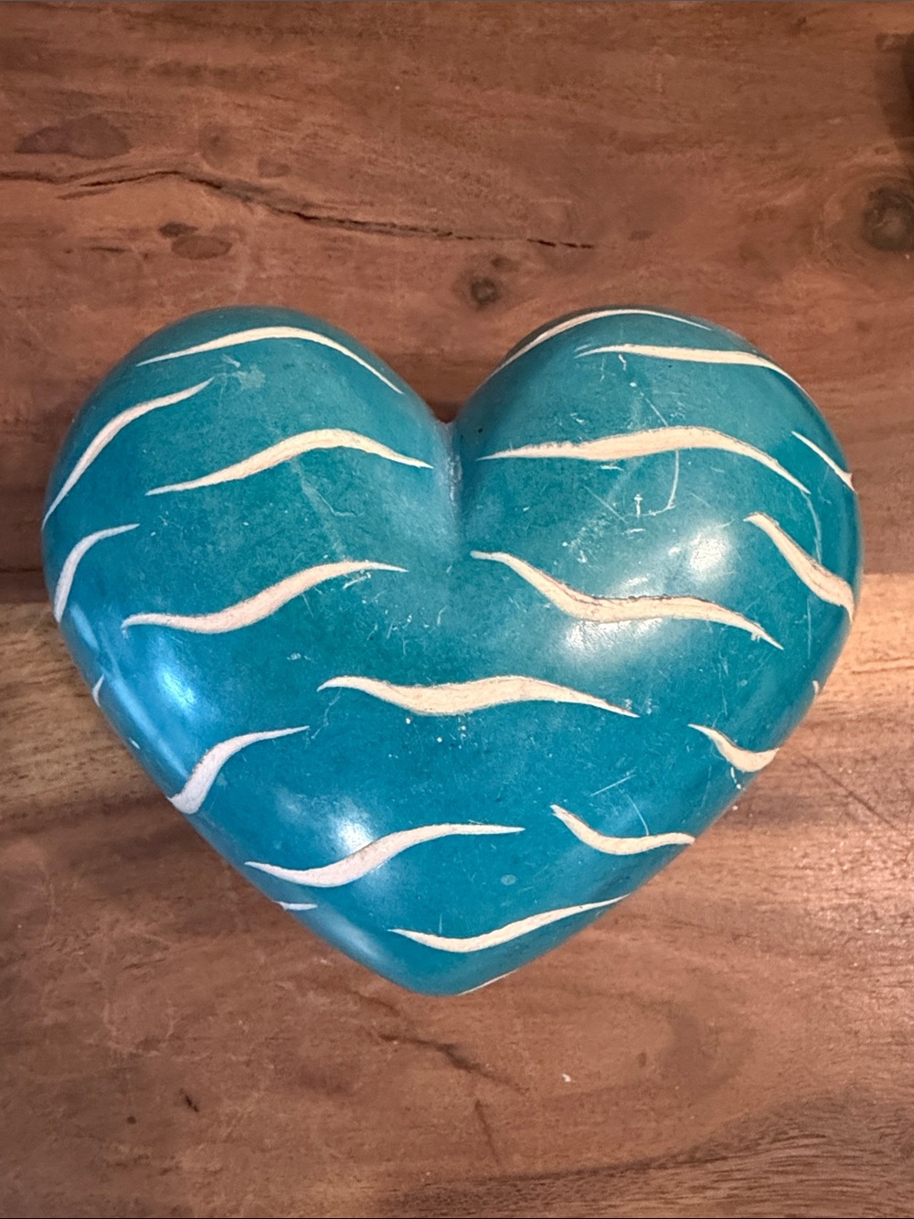 Teal Marble Heart Shaped Paperweight